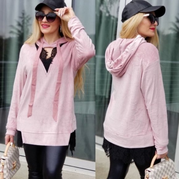MODA ME COUTURE Tops - CASUAL DOLLZ Velvet Hoodie Top